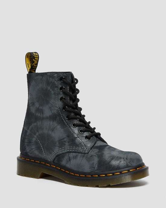 Botas Con Cordones Dr. Martens 1460 Pascal Tie Dye Printed Suede Mujer Negros/Grises MX-75013